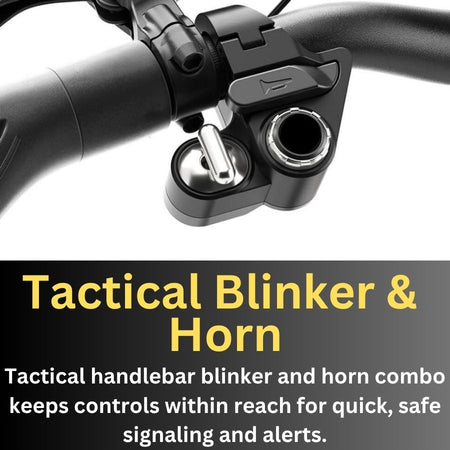 Tactical handlebar blinker and horn combo on a white background