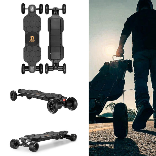 B-One Balrog ZS Direct Drive Electric Skateboard from BackTomodern 2 x 1800 Watts Cloudwheel Rovers 110R Urban Wheels  TKP trucks M50LT LG 12S3P configuration
