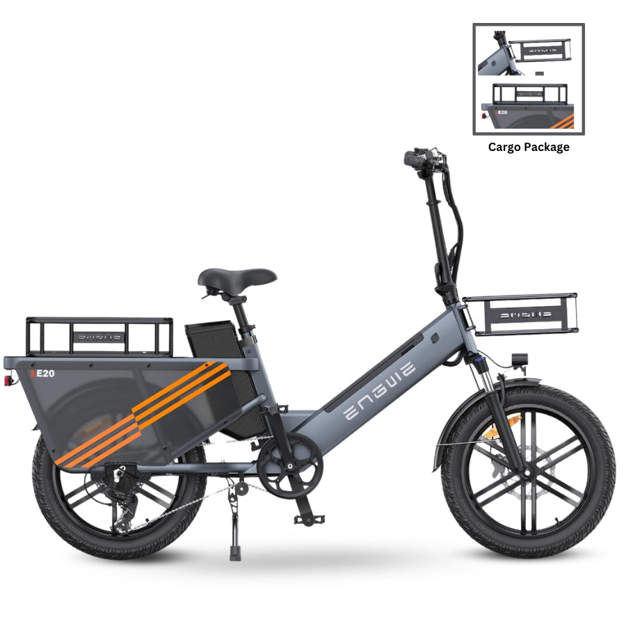 LE20 Cargo BIke Engwe 1300W power 48V 19.4Ah battery  Rear seat  Cargo Package Gray Single bat