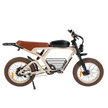 Revi Cougar in sand color fitted with rear rack and basket