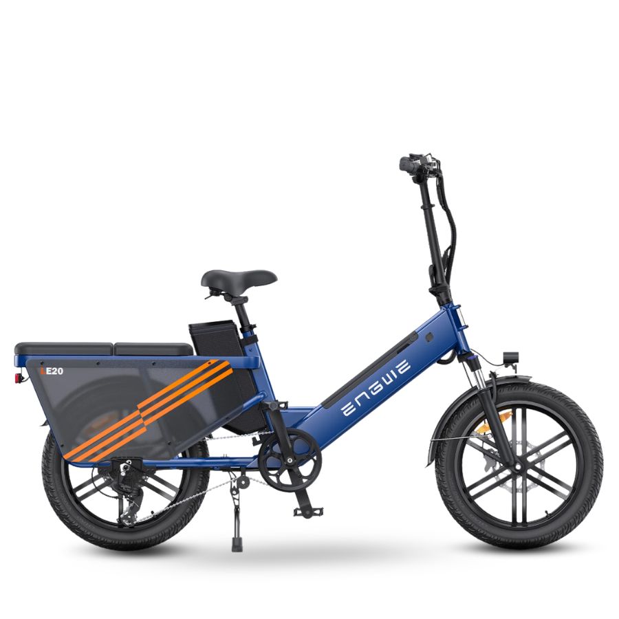 LE20 Cargo BIke Engwe 1300W power 48V 19.4Ah battery Blue Rear seat Side view  