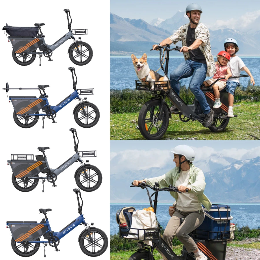 LE20 Cargo BIke Engwe 1300W power 48V 19.4Ah battery Blue Rear seat Main image 