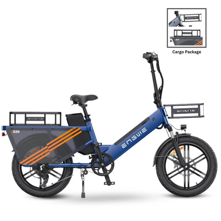 LE20 Cargo BIke Engwe 1300W power 48V 19.4Ah battery  Rear seat  Cargo Package Blue Single battery 