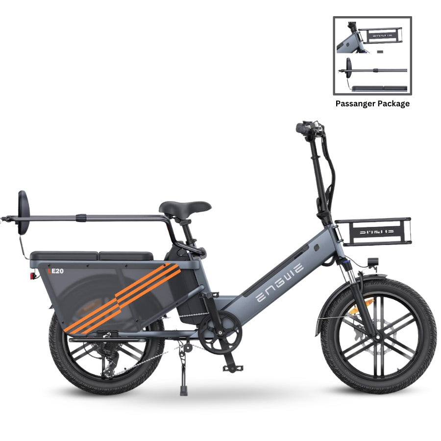 LE20 Cargo BIke Engwe 1300W power 48V 39Ah battery  Rear seat  Passenger Package Gray 