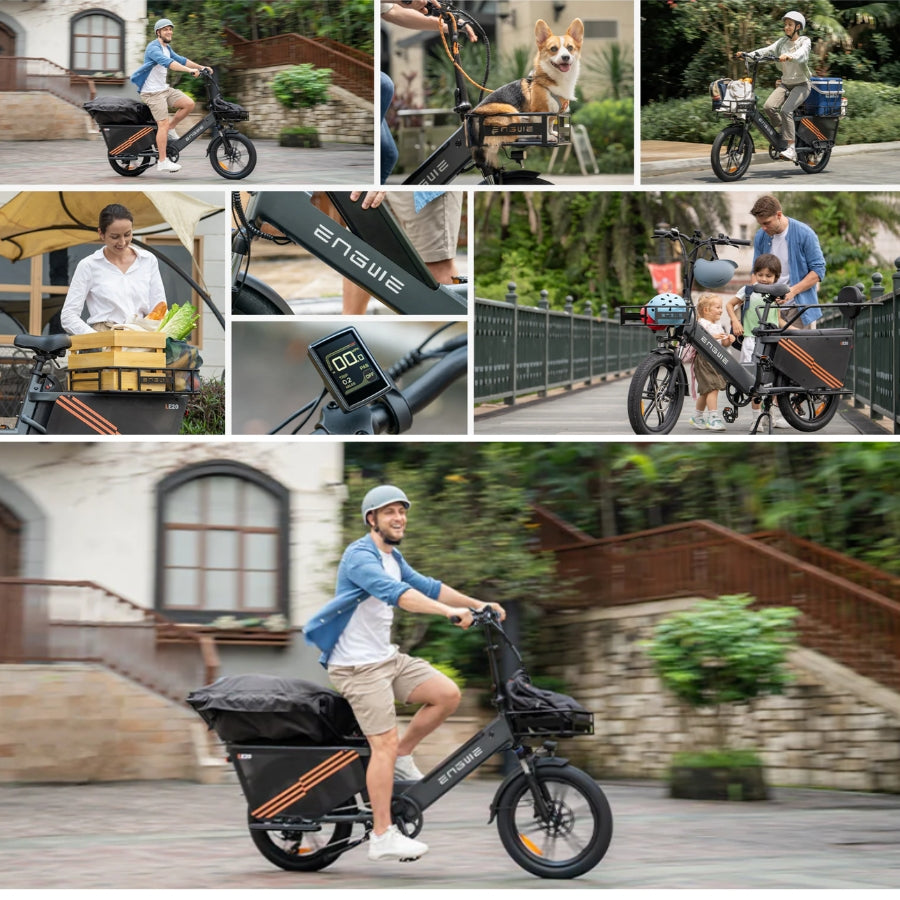 LE20 Cargo BIke Engwe 1300W power 48V 19.4Ah battery  Rear seat  Cargo Package Gray Versatile Package  Baby on Back image multi images 