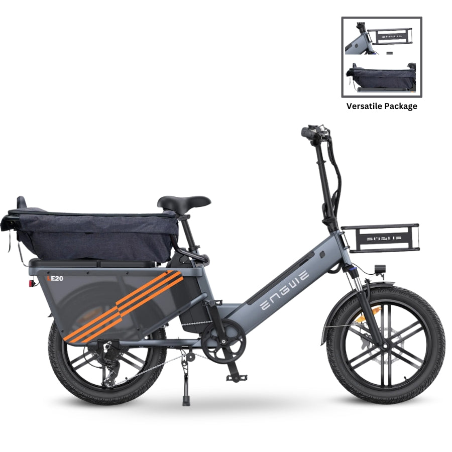 LE20 Cargo BIke Engwe 1300W power 48V 19.4Ah battery  Rear seat  Cargo Package Gray Versatile Package Dual 