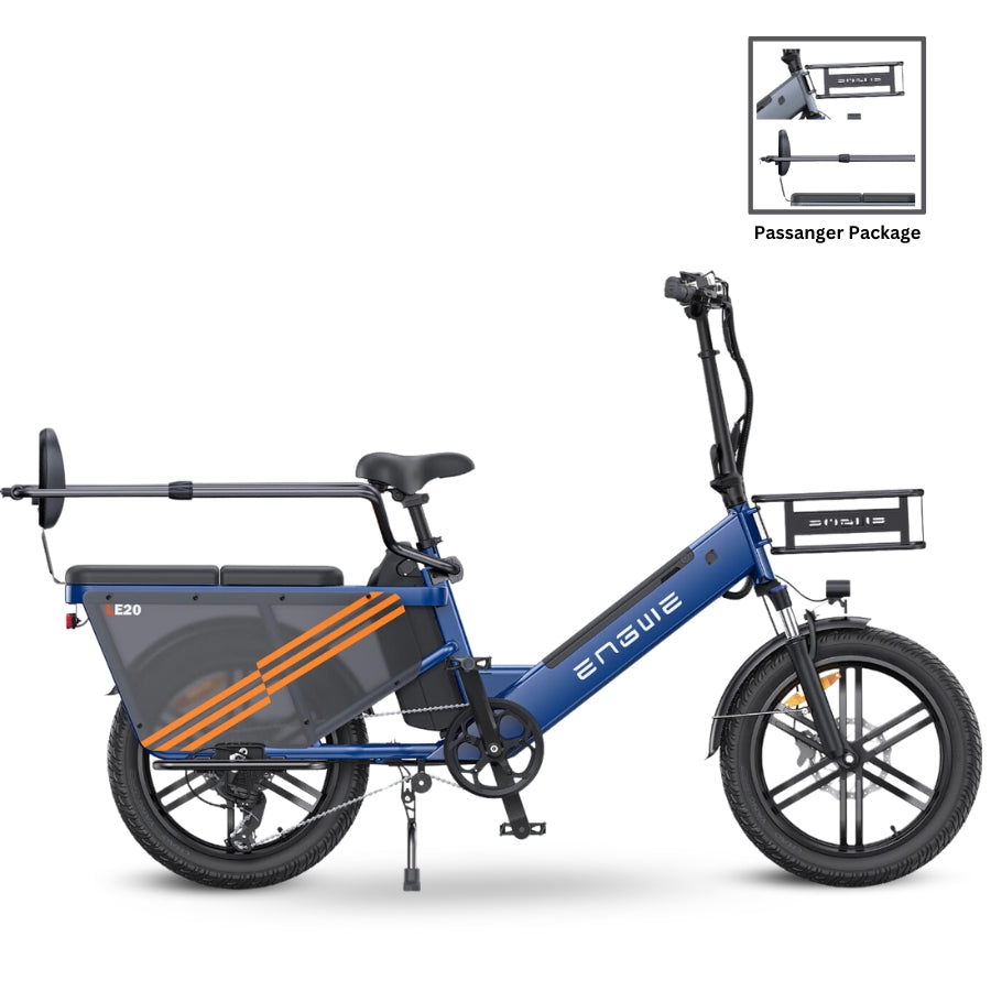 LE20 Cargo BIke Engwe 1300W power 48V 19.4Ah battery  Rear seat  Passenger Package Blue 