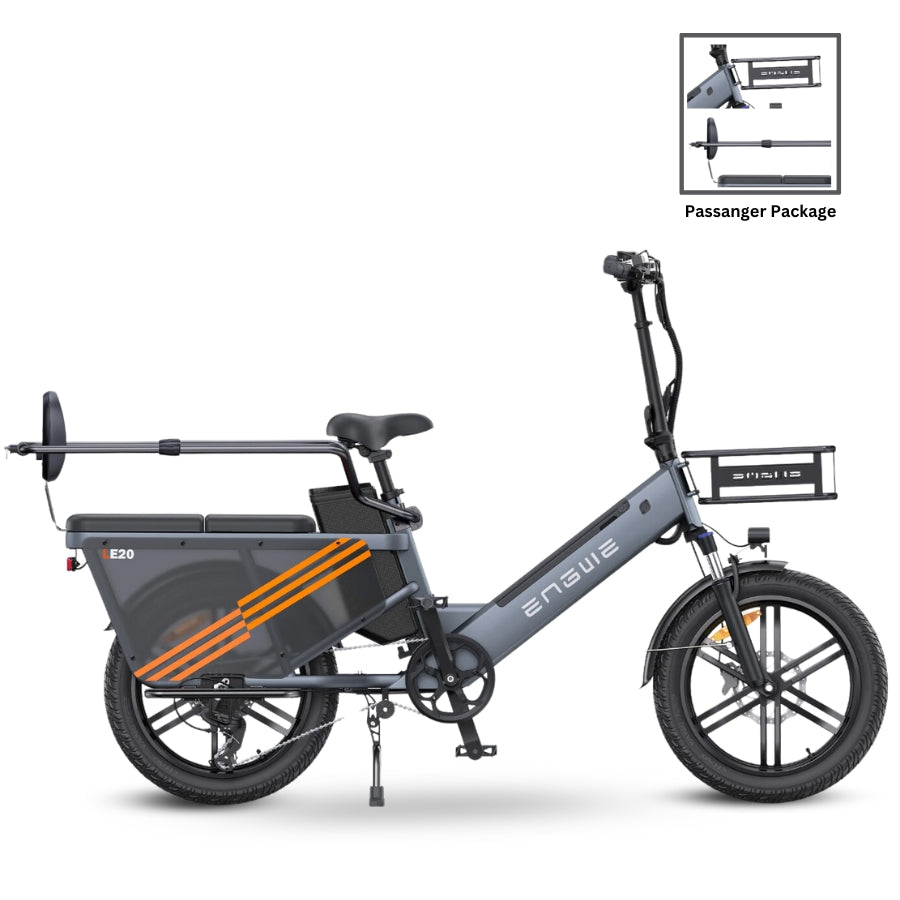 LE20 Cargo BIke Engwe 1300W power 48V 19.4Ah battery  Rear seat  Passenger  Package Gray 