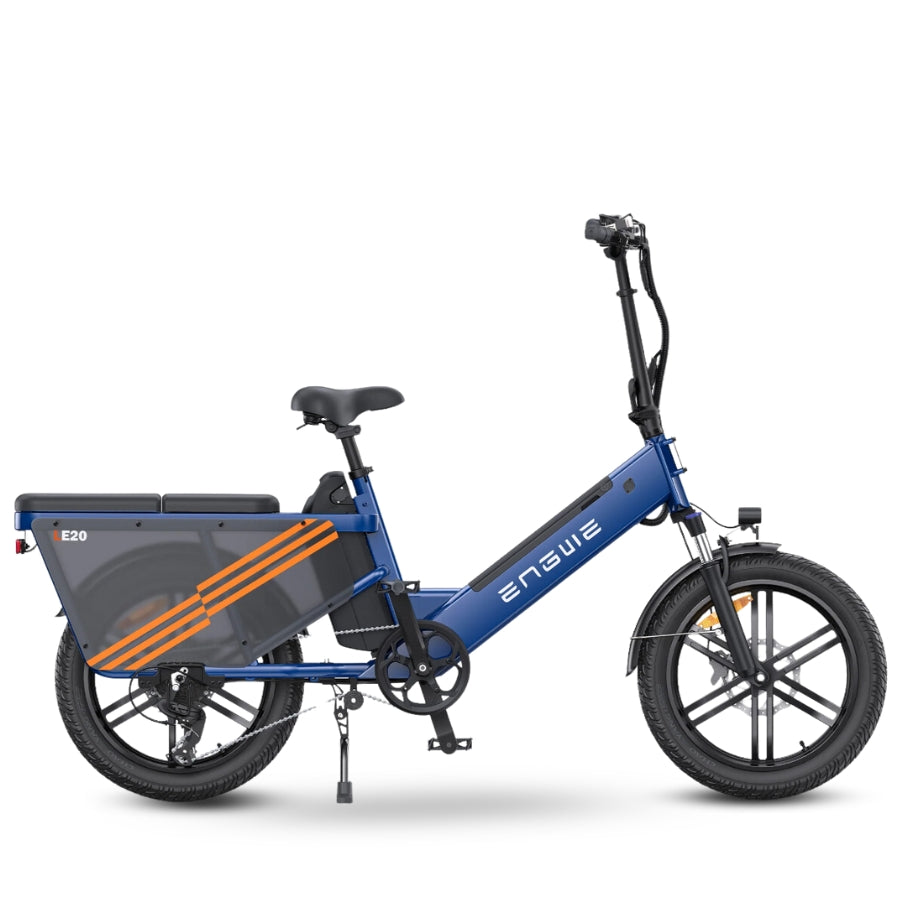 LE20 Cargo BIke Engwe 1300W power 48V 19.4Ah battery Blue Rear seat Dual Battery Side view 