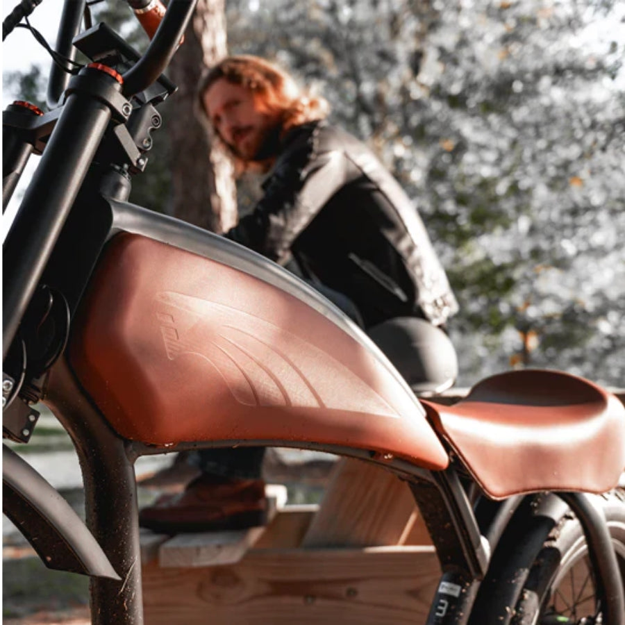 Prowler Vintage Ebike Revi Bikes 20Ah 1500W bafang motor Side view gas tank