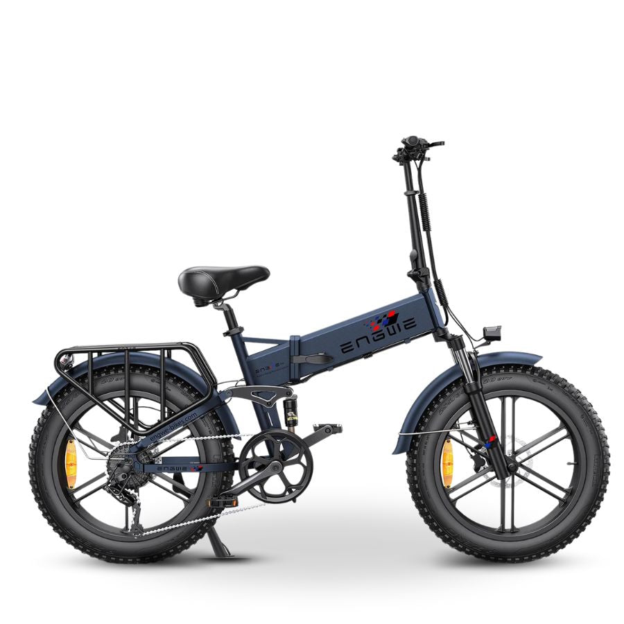Blue Folding Electric Bike with 750W Powerful Motor- 20x4.0 All Terrain Fat Tires- 3 Step Alloy Foldable Frame- Full Suspension Front & Rear Suspensions