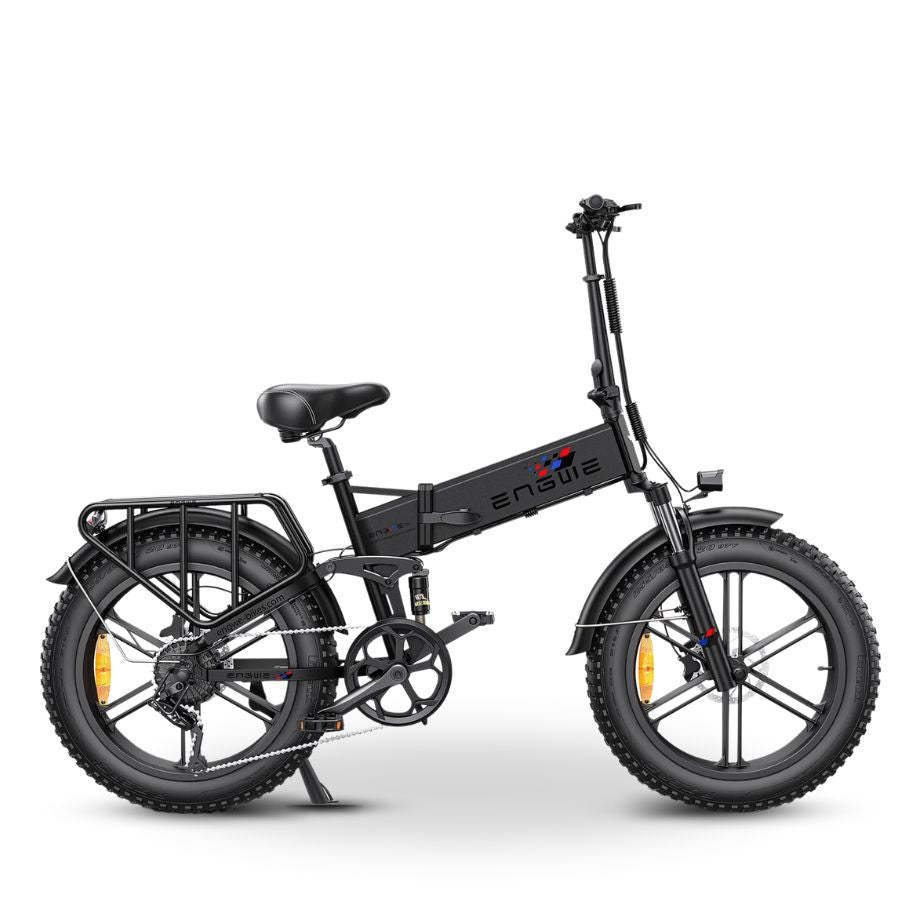Black Folding Electric Bike with 750W Powerful Motor- 20x4.0 All Terrain Fat Tires- 3 Step Alloy Foldable Frame- Full Suspension Front & Rear Suspensions