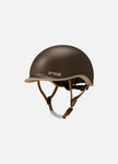 ENGWE Urban bike helmet in matte brown with tan straps, three-quarter view