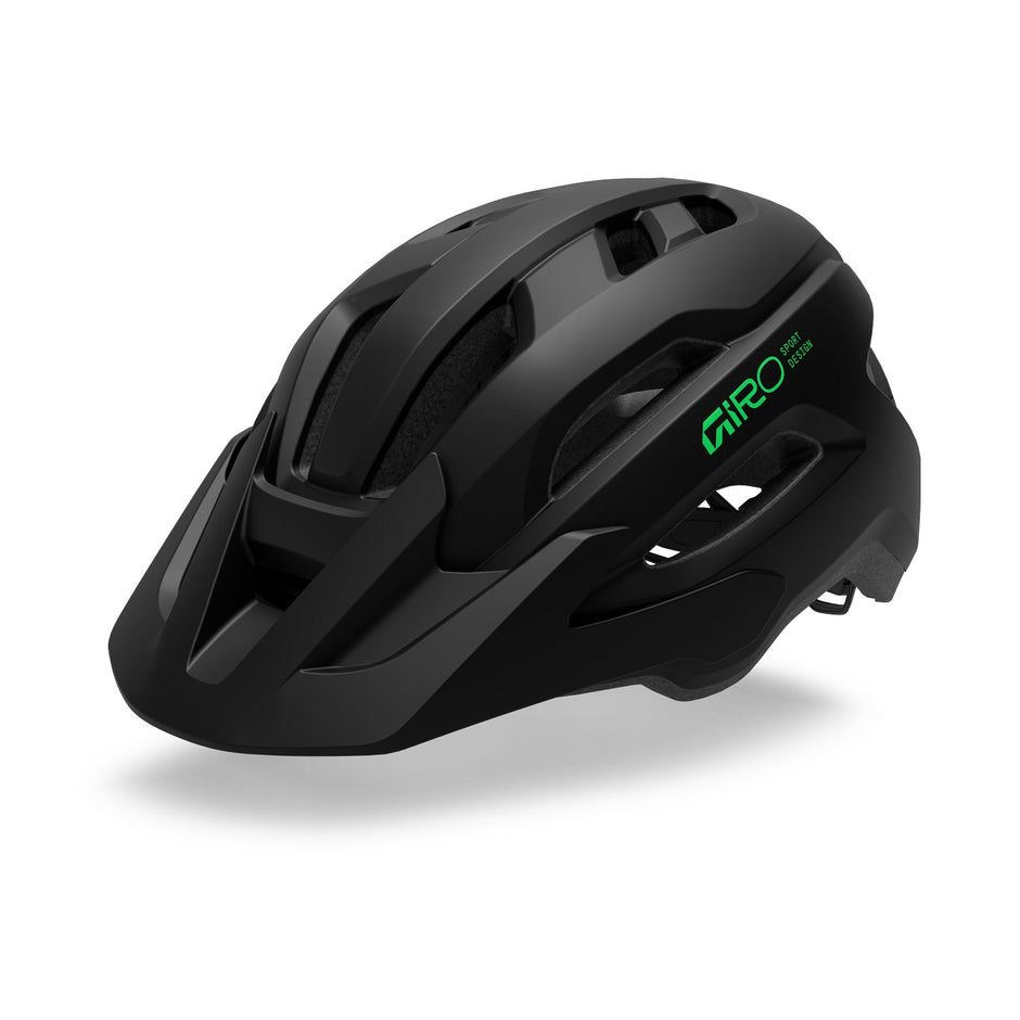 Giro Fixture MIPS II youth bike helmet in Matte Black/Green on white background
