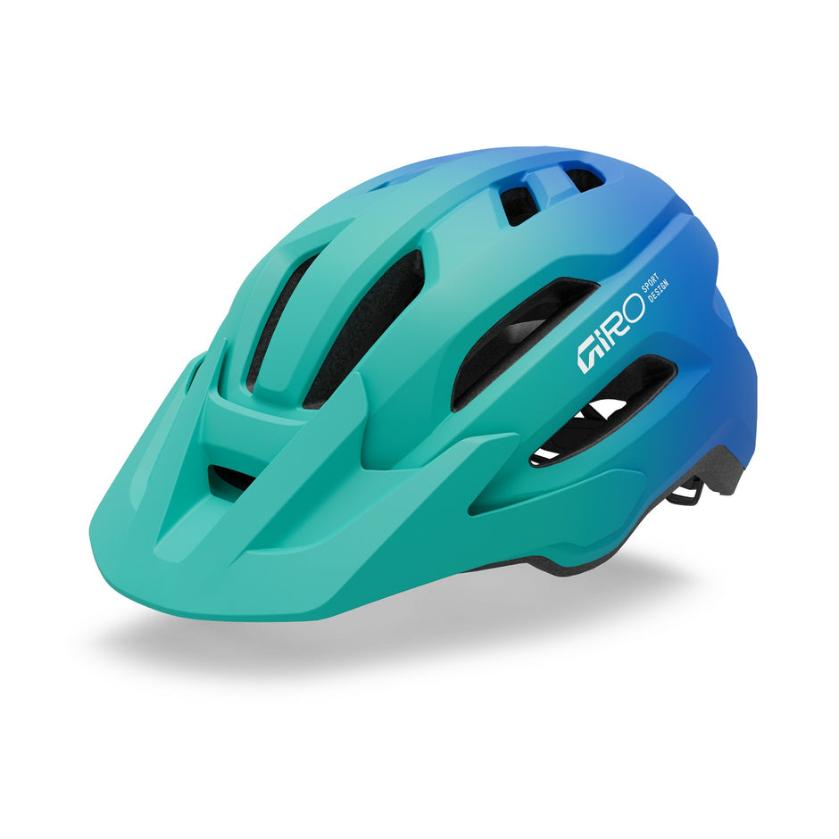 Giro Fixture MIPS II youth bike helmet in Matte Green/Blue on white background
