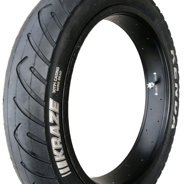Kenda Kraze 20 x 4-1/4 semi-slick fat tire for e-bikes on white background
