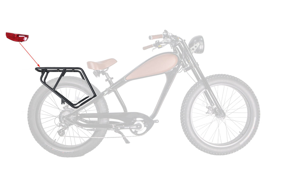 Revi Cheetah rear rack mounted on the e-bike