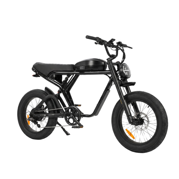 Revi Cougar e-bike in black, studio side profile on white background