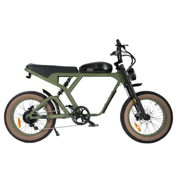 Revi Cougar e-bike in Wild Green, studio side profile on white background