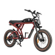 Revi Cougar Pro e-bike in red on its kickstand, studio side view on white background