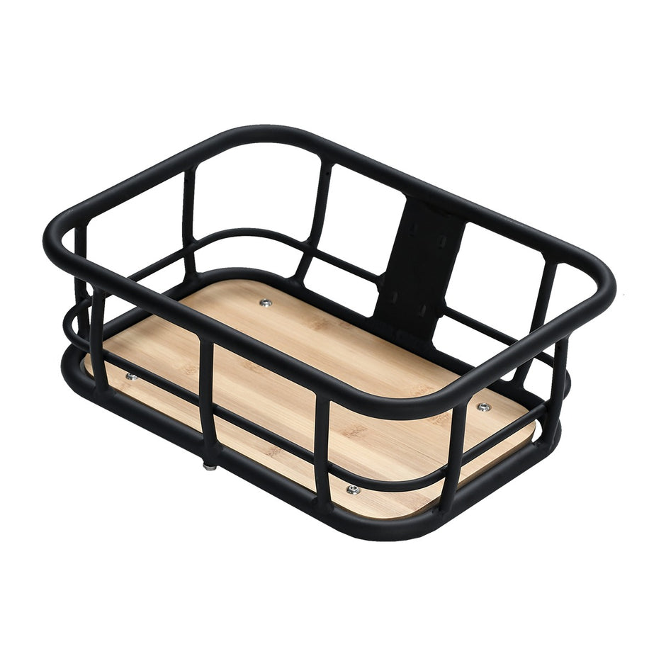 Revi Rebel medium front basket with bamboo deck on white background