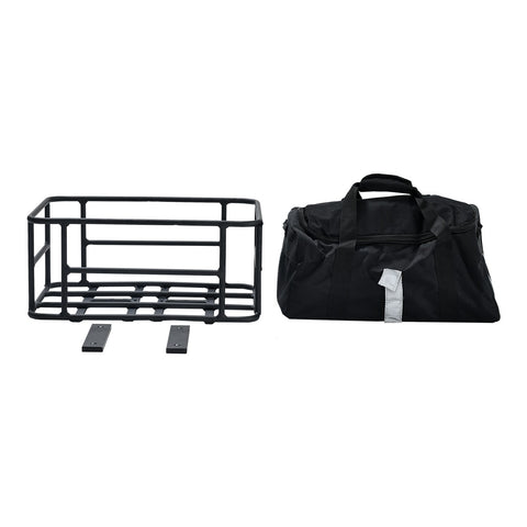 Revi Rebel rear basket and removable carry bag set on white background