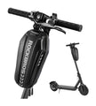 ROCKBROS B62 hard shell bag mounted on an electric scooter stem, white background with full scooter view