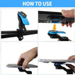 How to use the twist-lock phone holder: twist the phone on to lock, press the release button to take it off