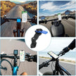 Riders using the twist-lock phone holder on bike handlebars for navigation, lifestyle collage