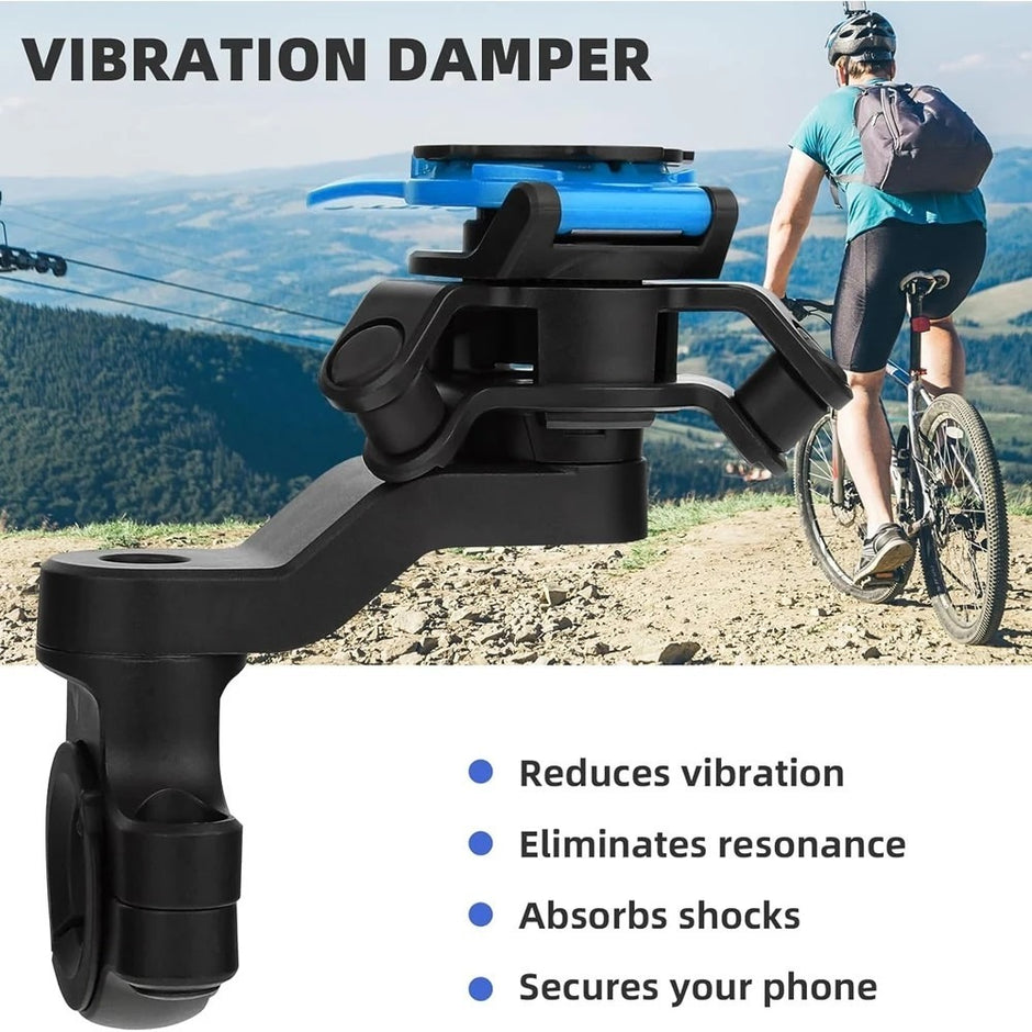 Vibration damper arm for the twist-lock phone mount reducing vibration and protecting the phone camera