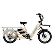 Revi Flux longtail cargo e-bike in Cream, side view on white background