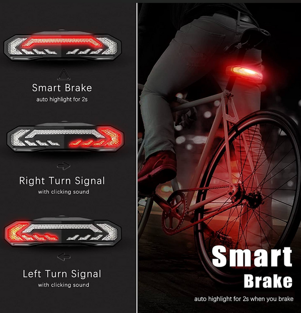 Smart Bike Tail Light | Turn Signals | Alarm Kit w/Remote Control