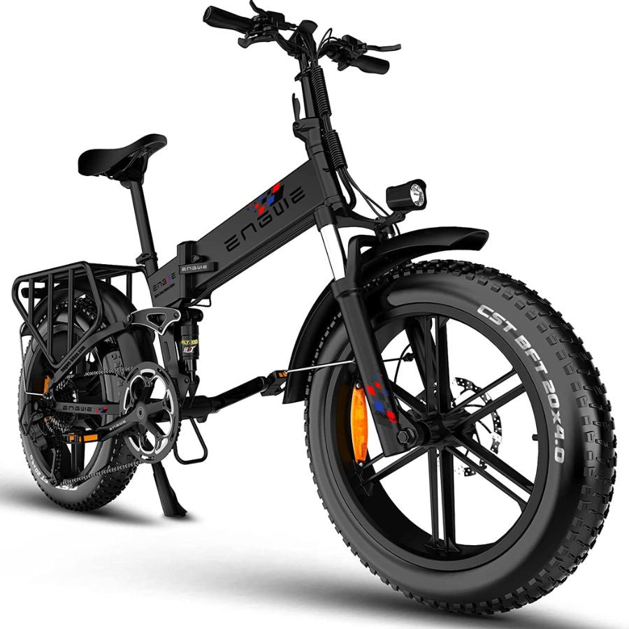 Black Folding Electric Bike with 750W Powerful Motor- 20x4.0 All Terrain Fat Tires- 3 Step Alloy Foldable Frame- Full Suspension Front & Rear Suspensions
